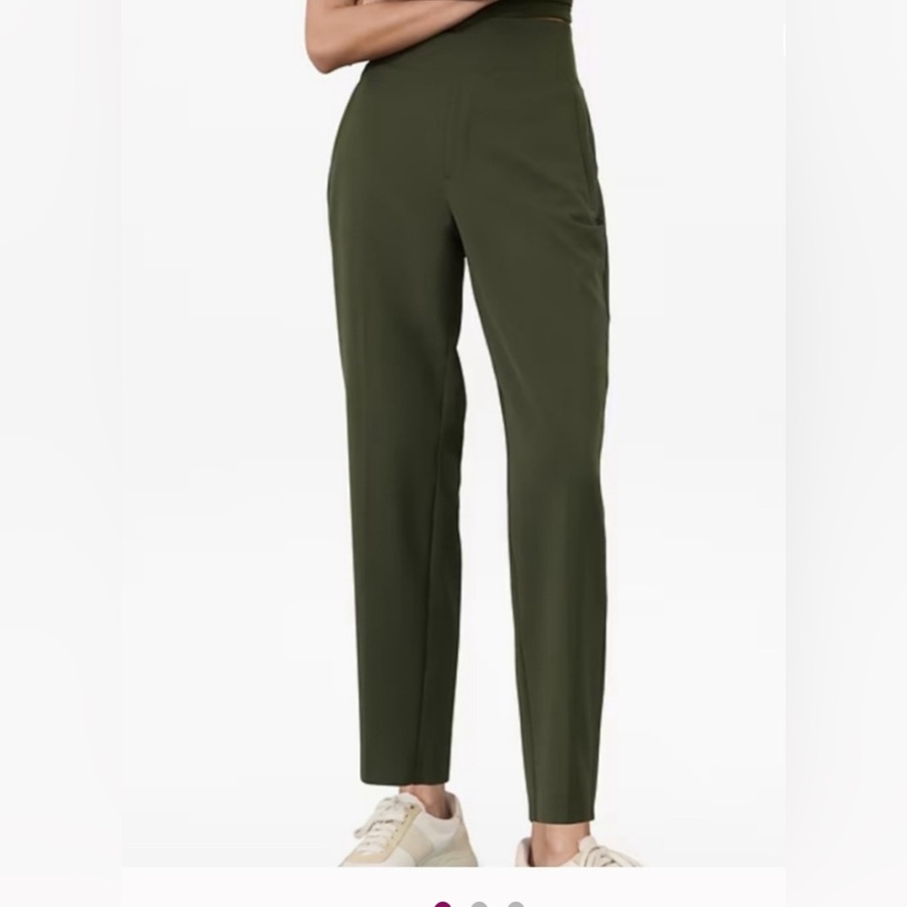 Athleta Endless High Rise Pants. 8P, olive. Front zipper pockets. NWOT